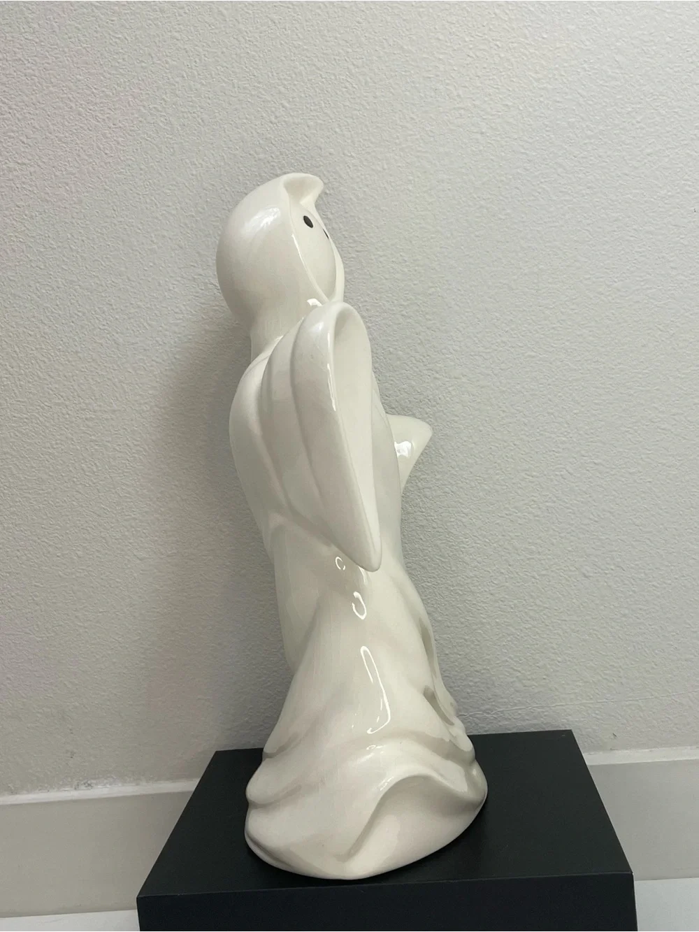 Vintage Ceramic Halloween Ghost Figurine 12” Gloss White Handmade